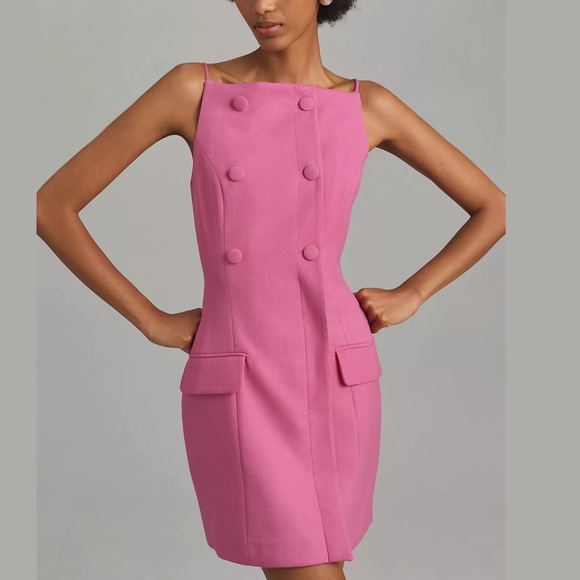 Anthropologie Maeve Square-Neck Button-Front Mini Dress